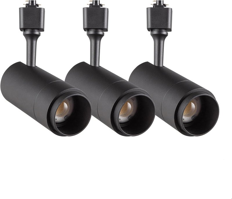 Ajbvp رؤوس إضاءة مسار LED قابلة للتعتيم 24 واط 5CCT 2700K/3000K/3500K/4000K/5000K، رؤوس إضاءة مسار H دائرية مفردة، شعاع قابل للتكبير من 15° إلى 60° مثالي لإضاءة الفن والمهام، (عبوة 3 - أسود - 5CCT) - Image 1